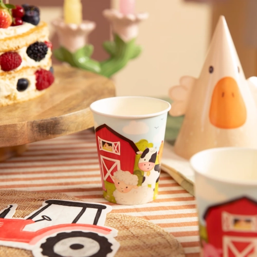 Kubeczki papierowe 6 sztuk farma zwierzęta ozdoby na stół dekoracje urodzinowe