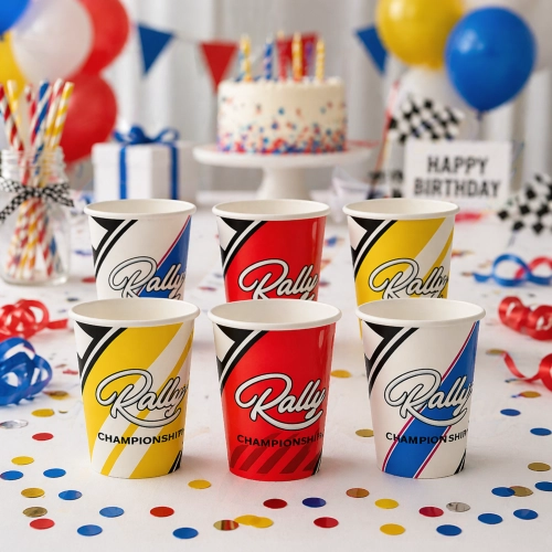 Kubeczki papierowe 6 sztuk wyścigi ozdoby na stół dekoracje urodzinowe