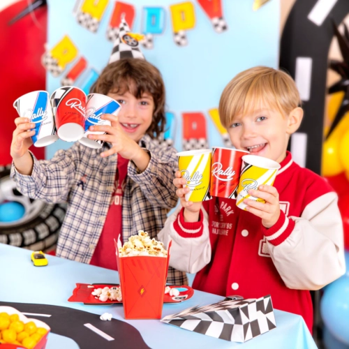 Kubeczki papierowe 6 sztuk wyścigi ozdoby na stół dekoracje urodzinowe