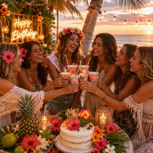 Kubeczki papierowe 6 sztuk tropikalne kwiaty aloha ozdoby na stół dekoracje urodzinowe