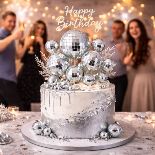 Topper kule na piku 10 sztuk srebrne błyszczące kula dyskotekowa kulki na tort