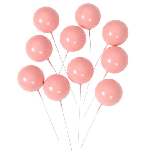 Ozdoby na tort topper dekoracje urodzinowe kula na piku kulka różowa 2cm 10 sztuk