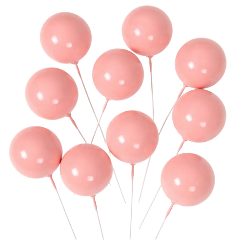 Ozdoby na tort topper dekoracje urodzinowe kula na piku kulka różowa 2cm 10 sztuk