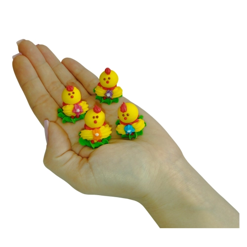 Figurki ozdoby na tort kurczaczki dekoracje świąteczne Wielkanoc święta 4szt