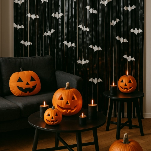 Kurtyna halloween nietoperz dekoracje ozdoby halloween tło czarny 100x200cm