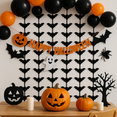 Kurtyna dekoracyjna 200x100cm nietoperz halloween ścianka tło do zdjęć