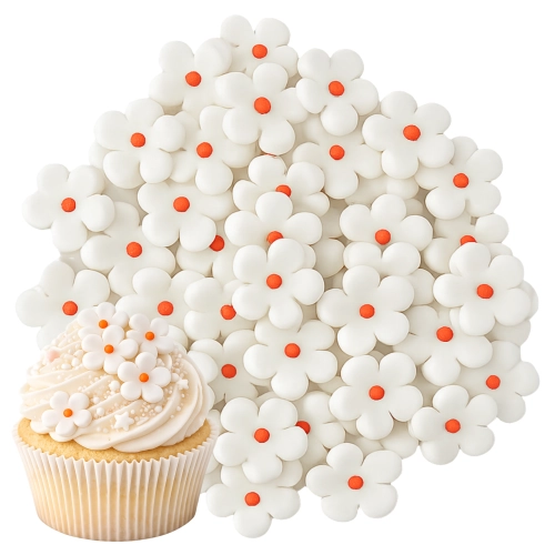 Kwiaty ozdoby na tort kwiat cukrowy dekoracje urodzinowe białe 45 sztuk