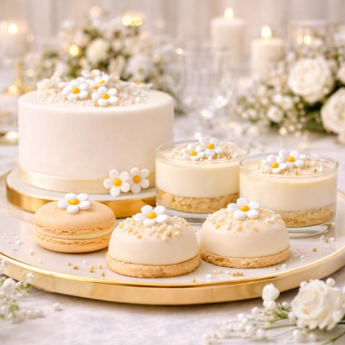 Kwiaty na tort 35 sztuk mini kwiatki cukrowe dekoracje komunijne urodziny wesele