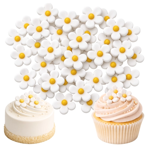 Kwiaty na tort 35 sztuk mini kwiatki cukrowe dekoracje komunijne urodziny wesele