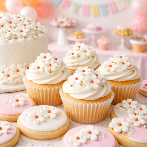 Kwiaty ozdoby na tort kwiat cukrowy dekoracje urodzinowe białe 45 sztuk