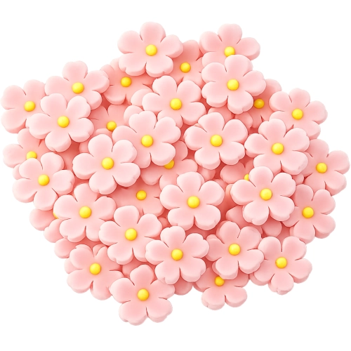 Kwiaty cukrowe mini kwiatki cukrowe SUBTELNA dekoracja tortu różowe 45szt