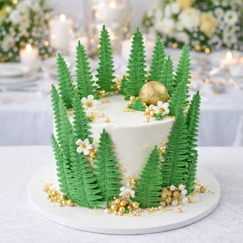 Liście na tort 10 sztuk listki cukrowe zielone liść paproci dekoracje urodzinowe