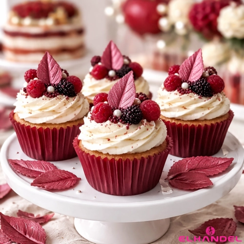 Liście na tort 100 sztuk listki waflowe perłowy burgund dekoracje komunijne urodziny wesele