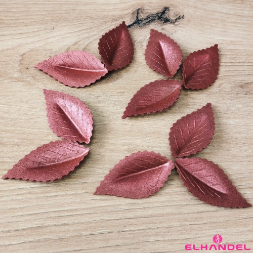 Liście na tort 10 sztuk listki waflowe perłowy burgund dekoracje komunijne urodziny wesele