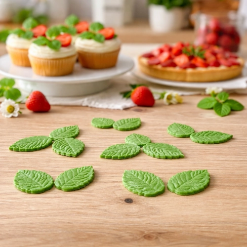 Liście na tort 15 sztuk listki cukrowe zielone dekoracje komunijne urodziny