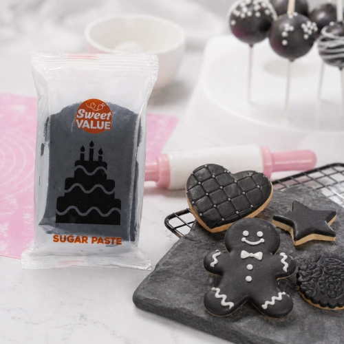Masa cukrowa 200g Sweet VALUE lukier plastyczny czarny do dekoracji tortu ciast