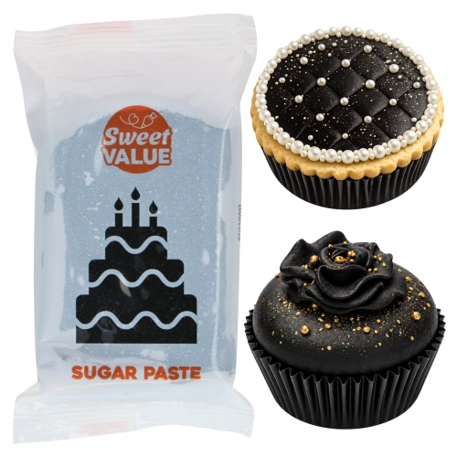 Masa cukrowa 200g Sweet VALUE lukier plastyczny czarny do dekoracji tortu ciast