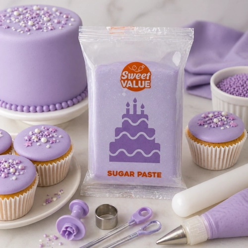 Masa cukrowa 200g Sweet VALUE lukier plastyczny fioletowy do dekoracji tortu ciast