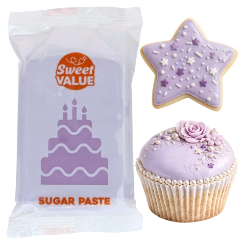 Masa cukrowa 200g Sweet VALUE lukier plastyczny fioletowy do dekoracji tortu ciast