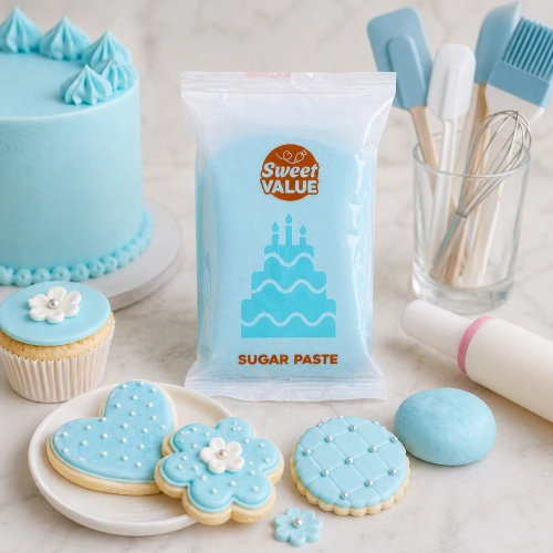 Masa cukrowa 200g Sweet VALUE lukier plastyczny niebieski do dekoracji tortu ciast