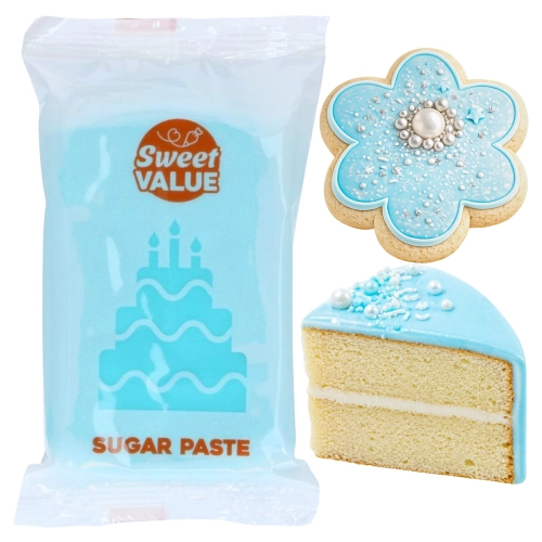 Masa cukrowa 200g Sweet VALUE lukier plastyczny niebieski do dekoracji tortu ciast