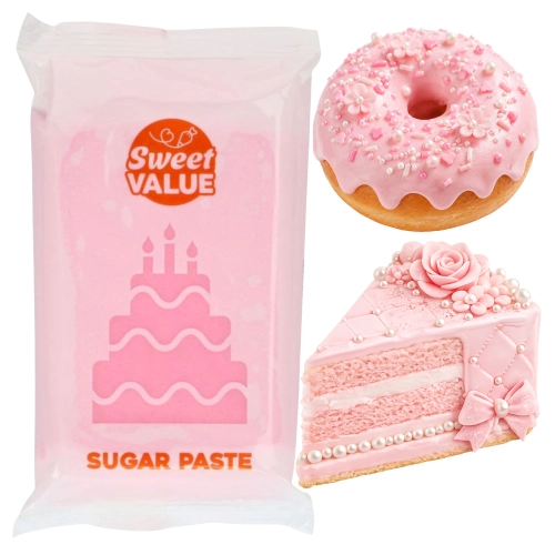 Masa cukrowa 200g Sweet VALUE lukier plastyczny różowy do dekoracji tortu ciast