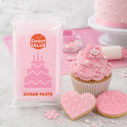 Masa cukrowa 200g Sweet VALUE lukier plastyczny różowy do dekoracji tortu ciast