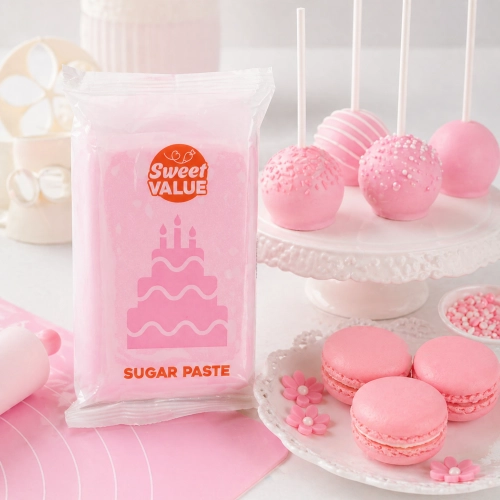 Masa cukrowa 200g Sweet VALUE lukier plastyczny różowy do dekoracji tortu ciast
