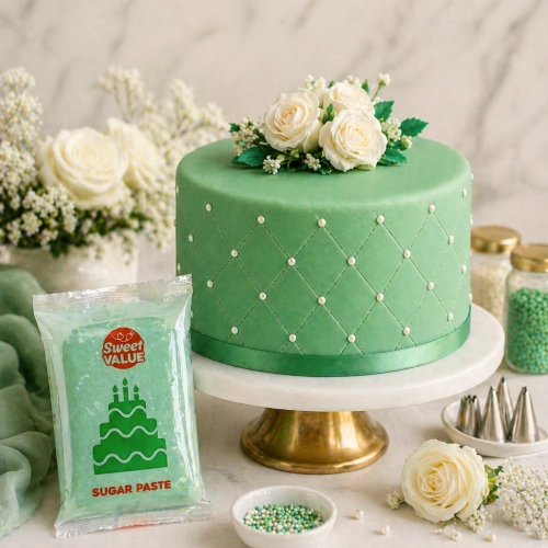 Masa cukrowa 200g Sweet VALUE lukier plastyczny zielony ciemny do dekoracji tortu ciast