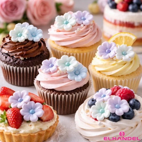 Kwiaty na tort 15 sztuk kwiat cukrowy na babeczki pastelowe mix dekoracje urodzinowe