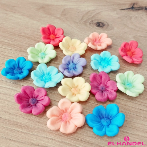 Kwiaty na tort 15 sztuk kwiat cukrowy na babeczki kolorowe mix dekoracje urodzinowe