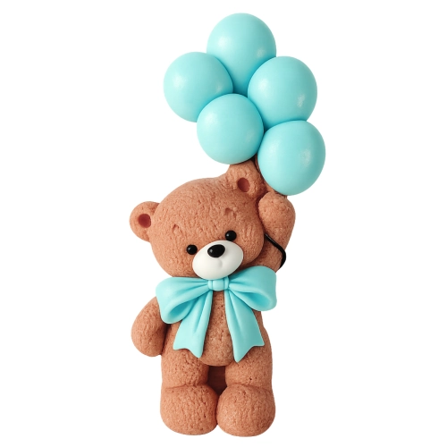 Figurka na tort miś cukrowy baloniki na bok tortu roczek chrzest dekoracje urodzinowe