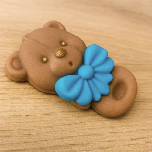 Figurka cukrowa na tort grzechotka miś brązowy na roczek baby shower chrzest