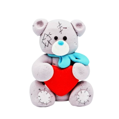 Figurka cukrowa ozdoby na tort miś dekoracje urodzinowe misiaczek z serduszkiem