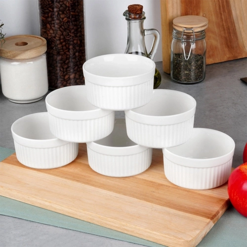Naczynie żaroodporne miseczki do zapiekania 6 sztuk kokilki ceramiczne białe