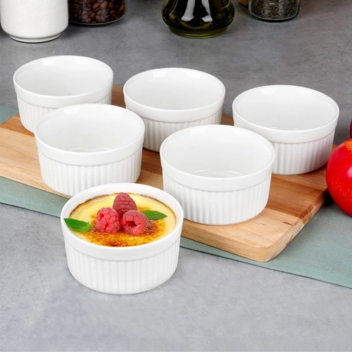 Naczynie żaroodporne miseczki do zapiekania 6 sztuk kokilki ceramiczne białe