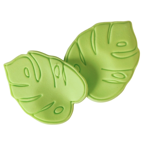 Figurka na tort liście cukrowe monstery zielone urodziny safari jungle 2 sztuki