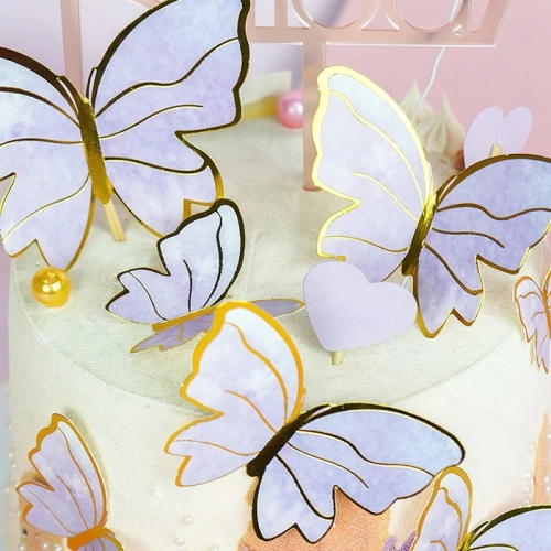 Topper piker dekoracja na tort motyle fioletowe roczek urodziny baby shower 10 szt