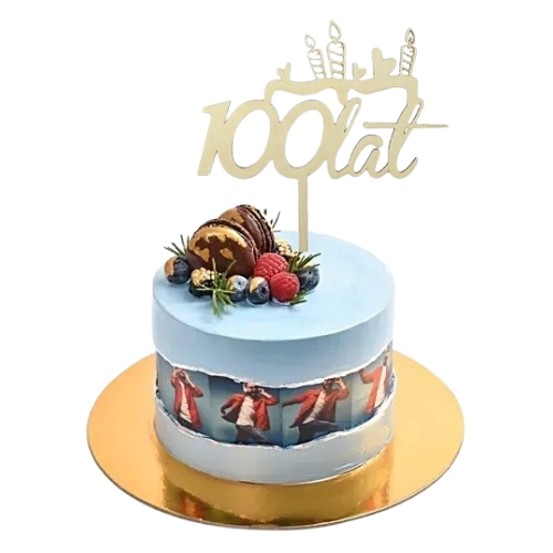 Topper ozdoby na tort napis 100 lat beżowy dekoracje urodzinowe