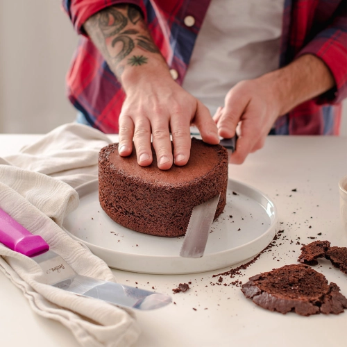 Nóż kuchenny do cięcia biszkoptu nóż długi cukierniczy z ząbkami ostry profesjonalny