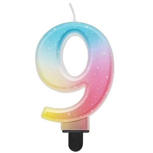 Świeczka pastelowa ombre cyfra 9