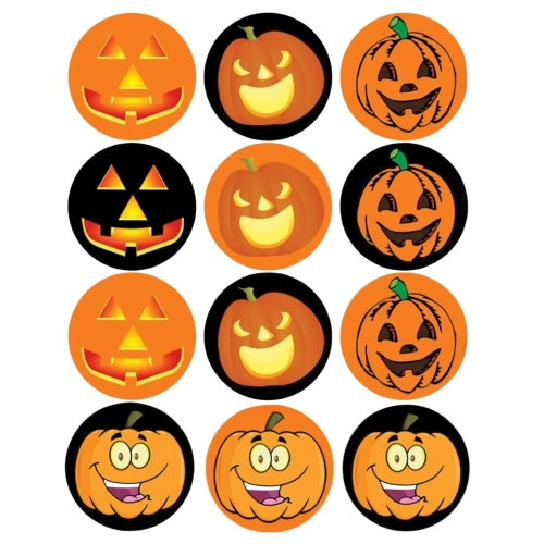 Opłatki waflowe na babeczki muffinki dynia mix 12 sztuk halloween śmieszne miny
