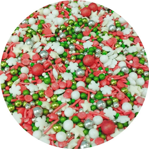 Posypka świąteczna cukrowa na tort święta pierniki gwiazdki płatki śniegu kolor mix 70g