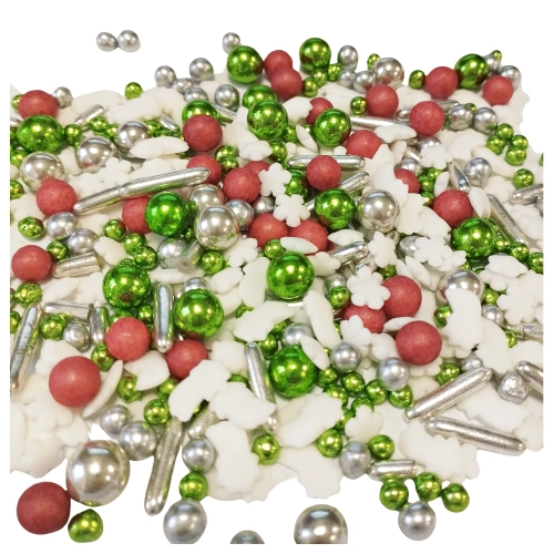 Posypka cukrowa na tort płatki śniegu komety perełki mix święta Boże Narodzenie 40g