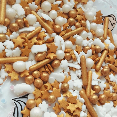 Posypka cukrowa na tort płatki śniegu gwiazdki mix święta Boże Narodzenie 40g