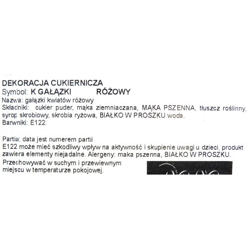Kwiaty ozdoby na tort kwiat cukrowy różowy na gałązce dekoracje urodzinowe wesele komunia