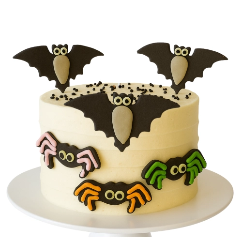 Figurki na tort pająki nietoperz dekoracje halloween ozdoby na tort 6 sztuk