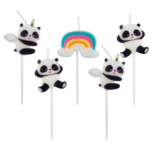 ŚWIECZKI ozdoby na tort URODZINY dekoracje urodzinowe ŚWIECZKA PANDA 5 szt