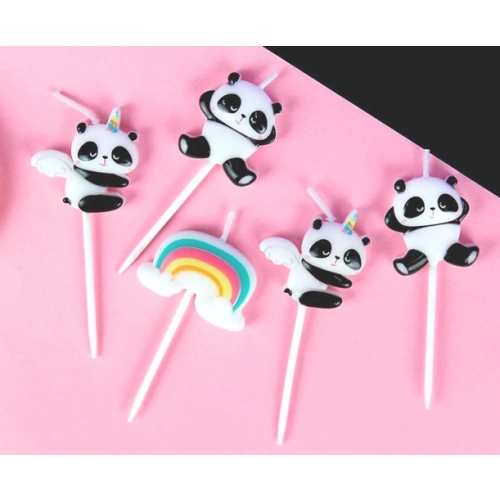 ŚWIECZKI ozdoby na tort URODZINY dekoracje urodzinowe ŚWIECZKA PANDA 5 szt