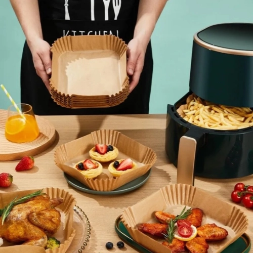Papier do pieczenia 100 sztuk papierowe wkładki do frytkownicy powietrznej air fryer